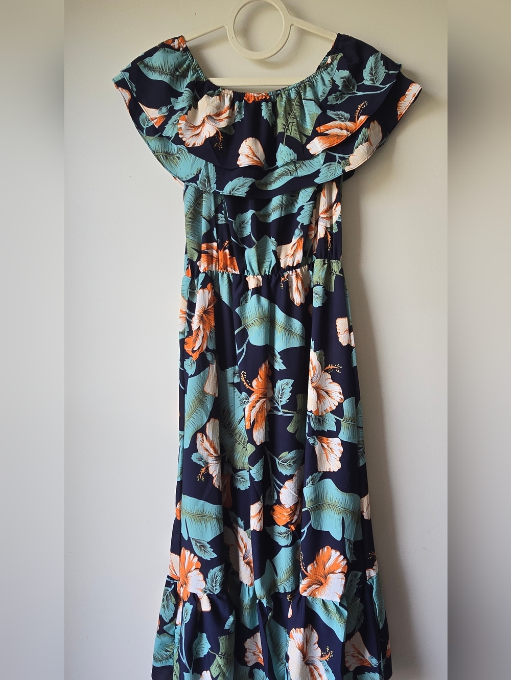 KRL Floral Navy Off The Shpulder Maxi Dress